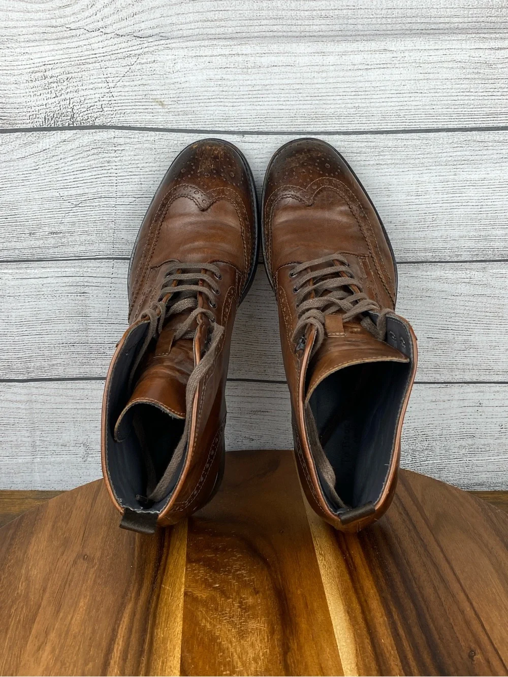 To Boot New‎ York Adam Derrick 79728 Brown Leather Wingtip Boots Lace up Mens 10